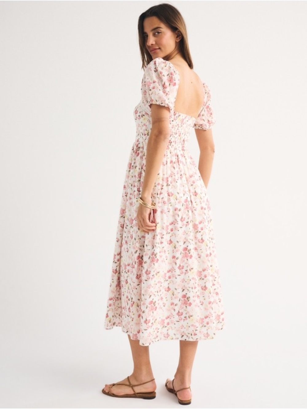 NWT Abercrombie & Fitch Emerson Puff Sleeve Midi Cotton Dress Floral Patchwork S - Picture 13 of 14
